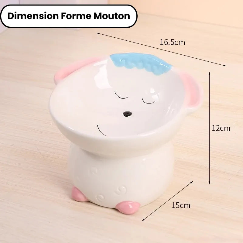 Dimension de la gamelle chat surélevée forme mouton