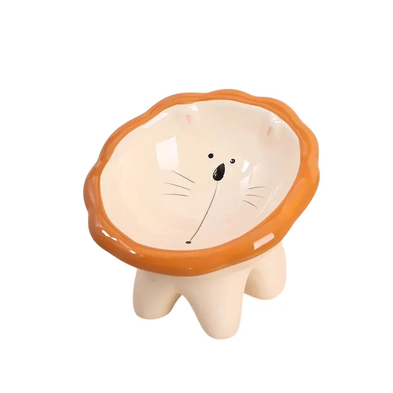 Gamelle Chat Surélevée Forme Lion sur fond blanc