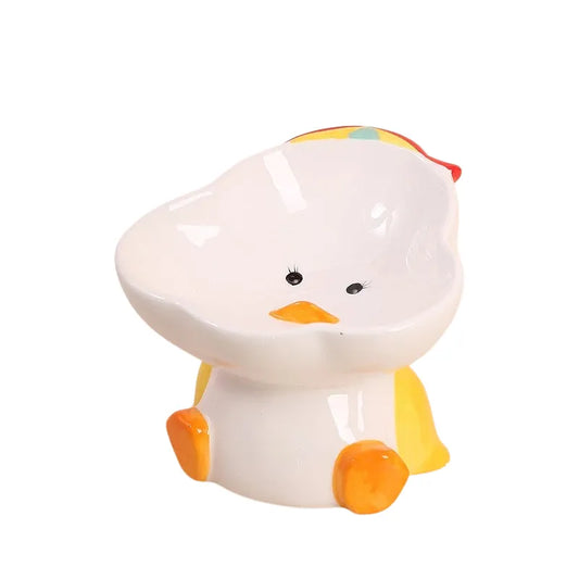 Gamelle Chat Surélevée Forme canard sur fond blanc