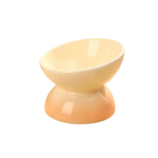 Gamelle Ceramique Chat Surélevée beige dans fond blanc