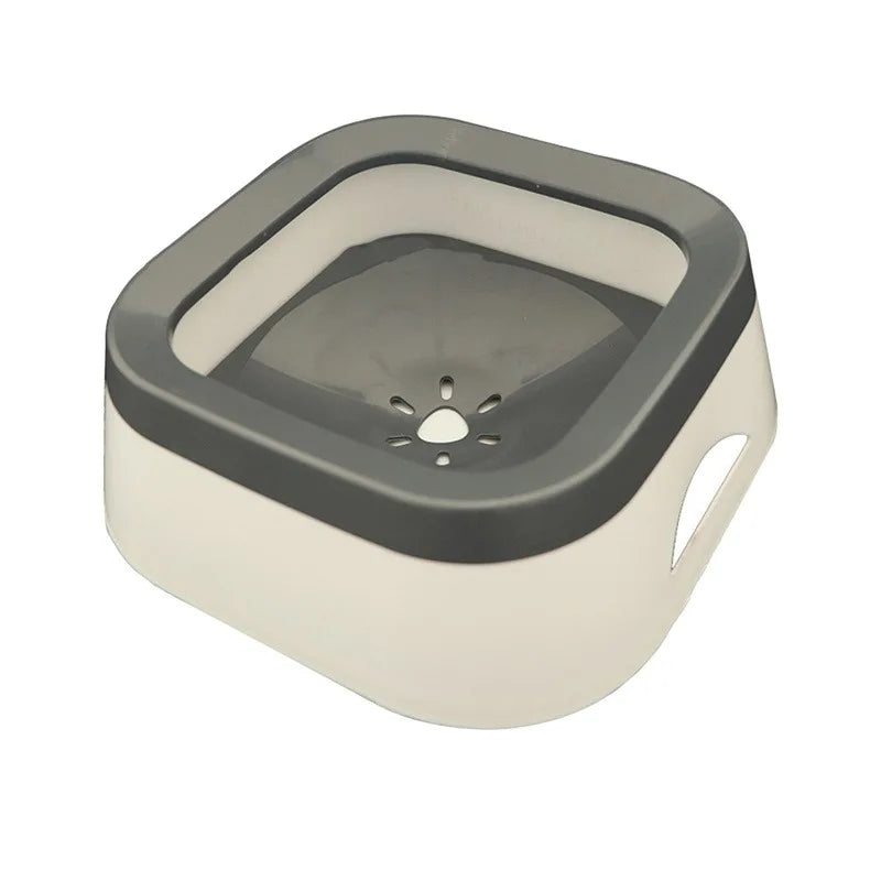 Gamelle eau chat anti renversement gris sur fond blanc