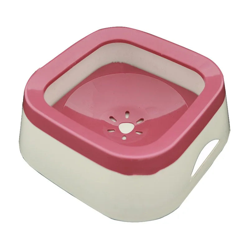 Gamelle eau chat anti renversement rose sur fond blanc