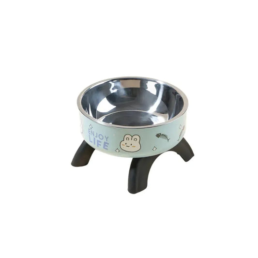 Gamelle Eau Chat Surélevée bleu dans fond blanc