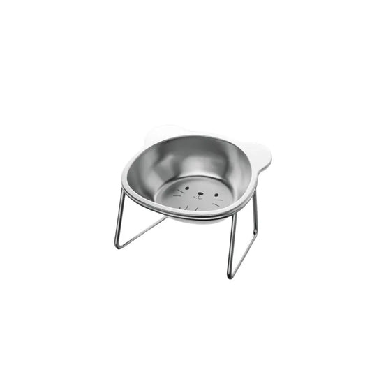 Gamelle inox chat a motif petit chat posé sur le sol