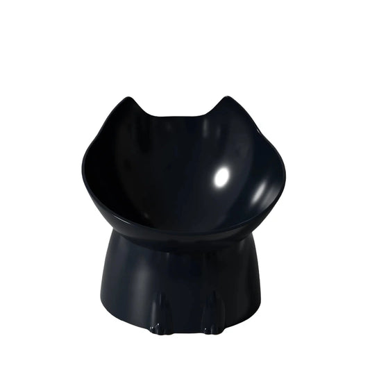 Gamelle surélevée forme chat noir sur le sol