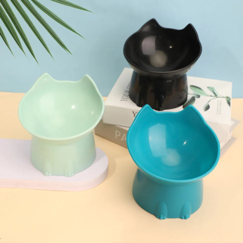 Trois gamelles surélevées forme chat vide
