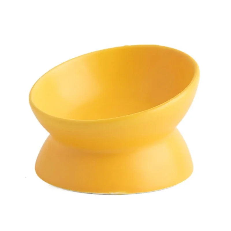 gamelle céramique chat nordique jaune dans un fond blanc