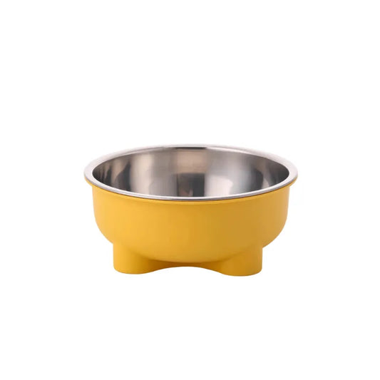 Gamelle Chat Inox Antidérapante Design jaune dans fond blanc