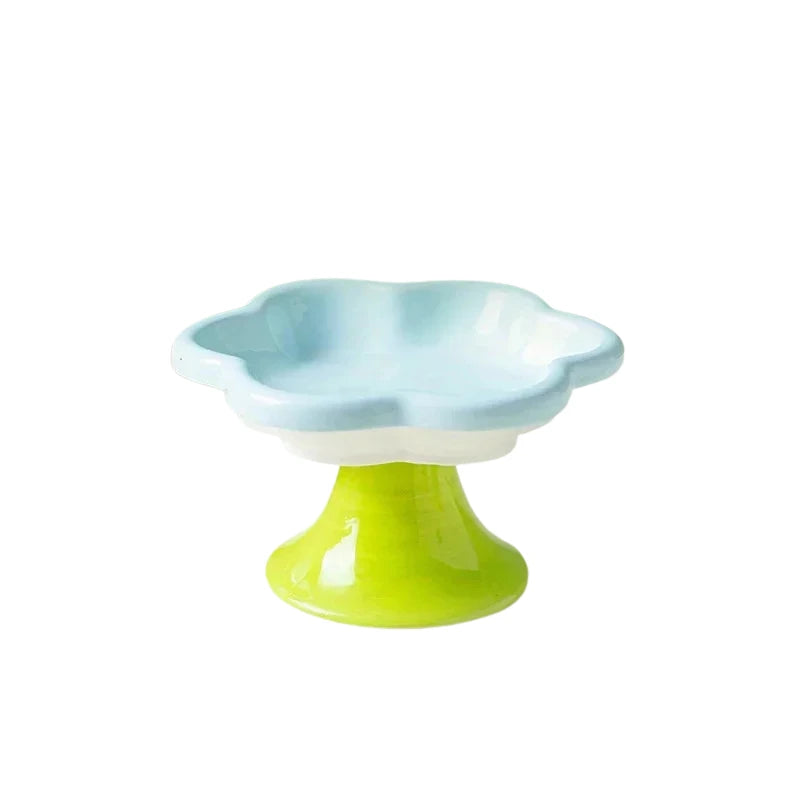 Gamelle chat surélevée en céramique bleu