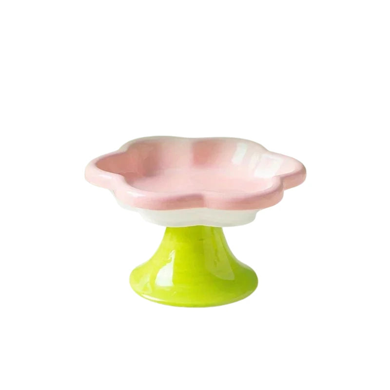 Gamelle chat surélevée en céramique rose