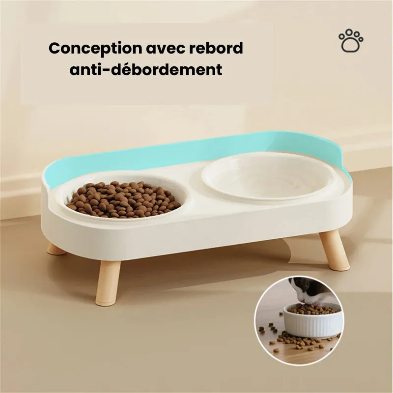 double gamelle pour chat surélevée qui ne renverse pas de croquette