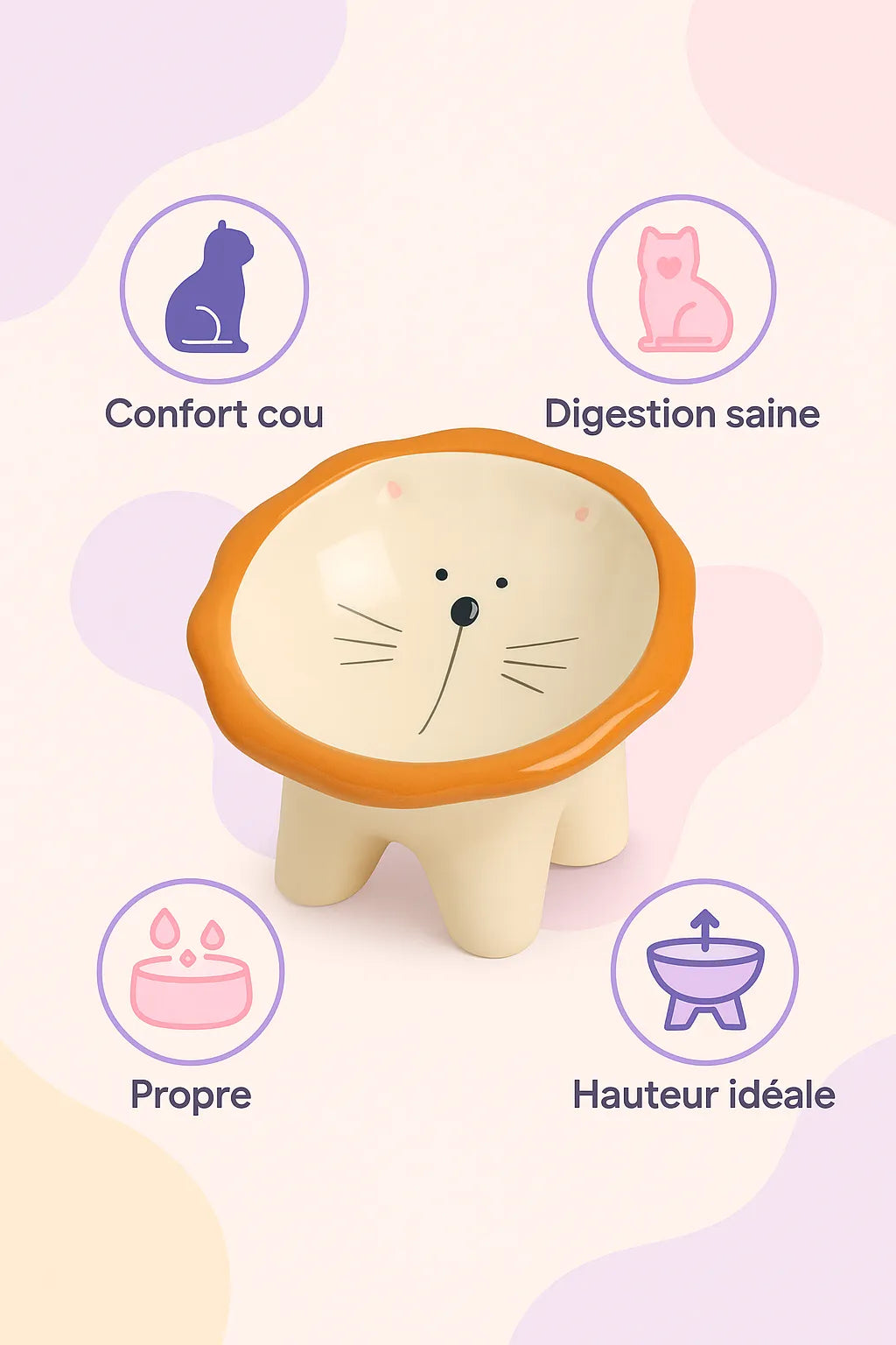 Bénéfice de la gamelle chat surélevée forme animaux