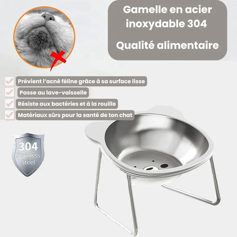 Description de la gamelle inox chat à motif