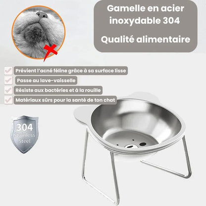 Description de la gamelle inox chat à motif