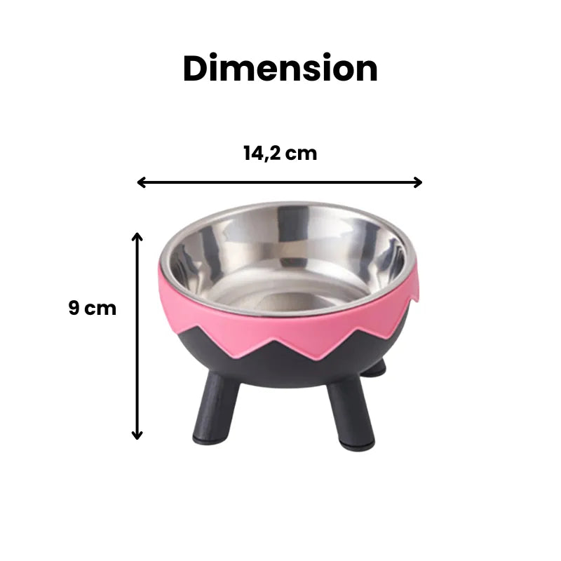 dimension de la Gamelle Chat Inox Surélevée