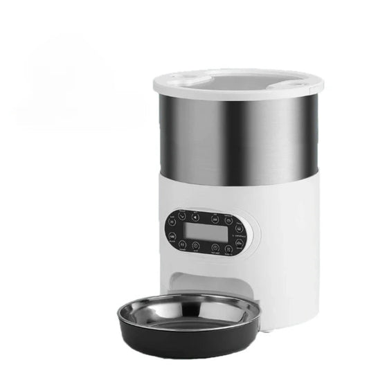 Distributeur Automatique de Croquettes pour Chat ronde 3Kg sur fond blanc
