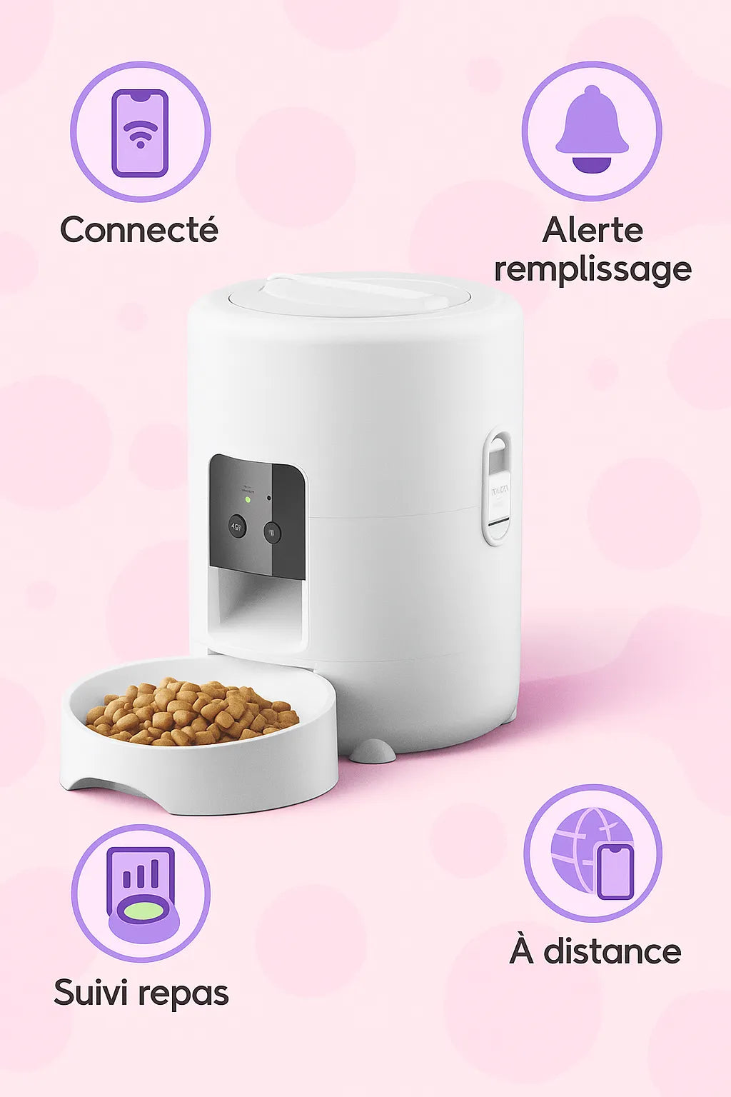 Distributeur de Croquettes pour Chat Connecté Wifi avec les bénéfices autour