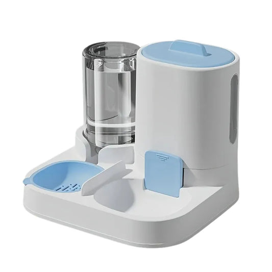 Distributeur de croquettes pour chat Cozy bleu dans fond blanc