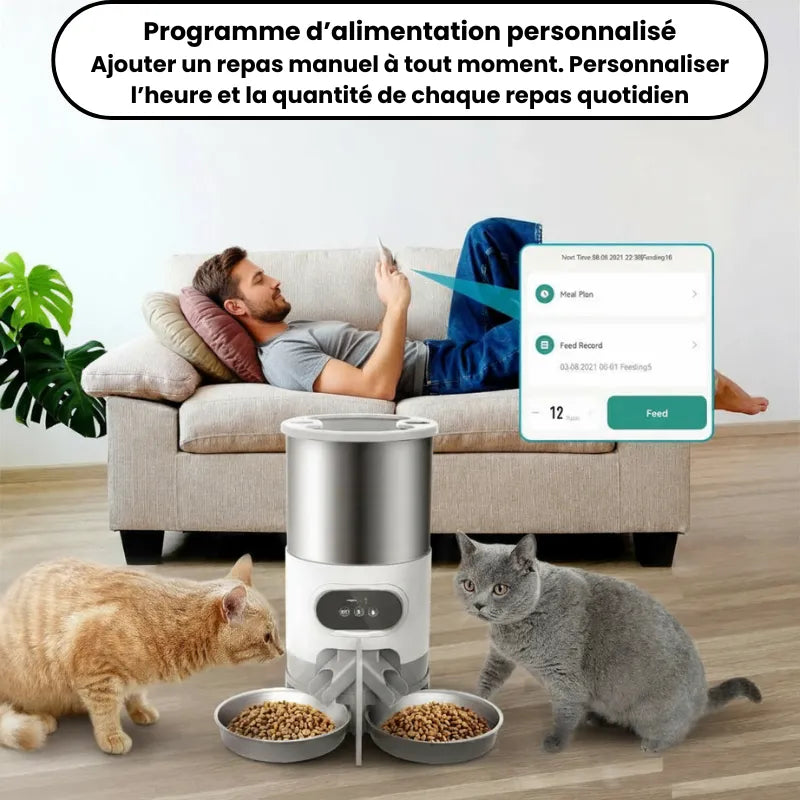 ajout de repas au Distributeur de Croquettes pour Chat Connecté Double