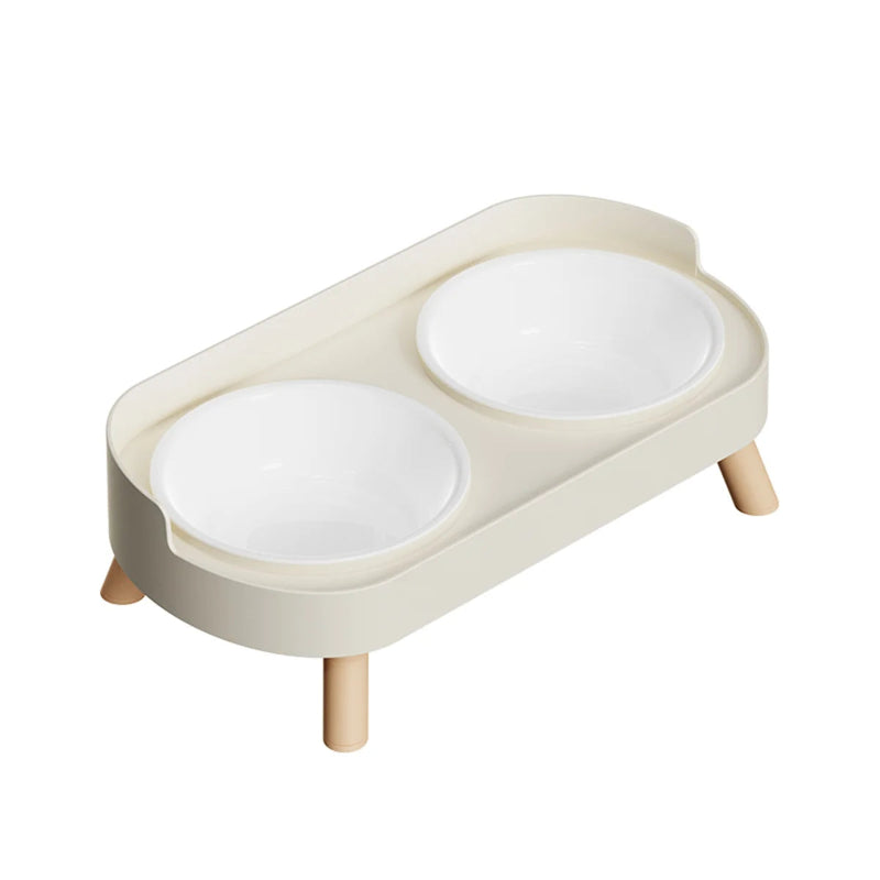 Double gamelle pour chat surélevée blanche sur fond blanc