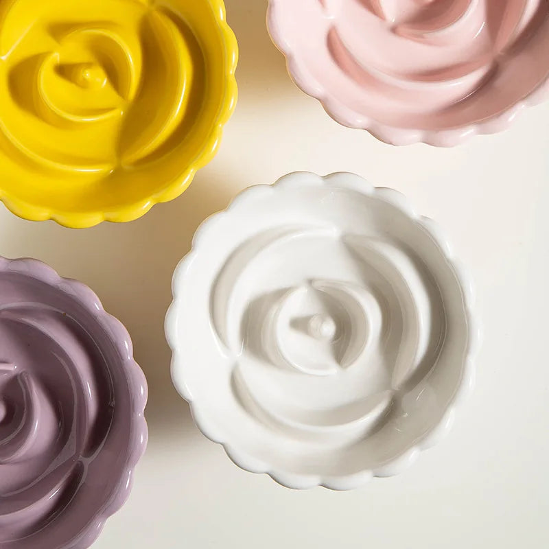 Vue du dessus de la gamelle anti glouton chat céramique blanche