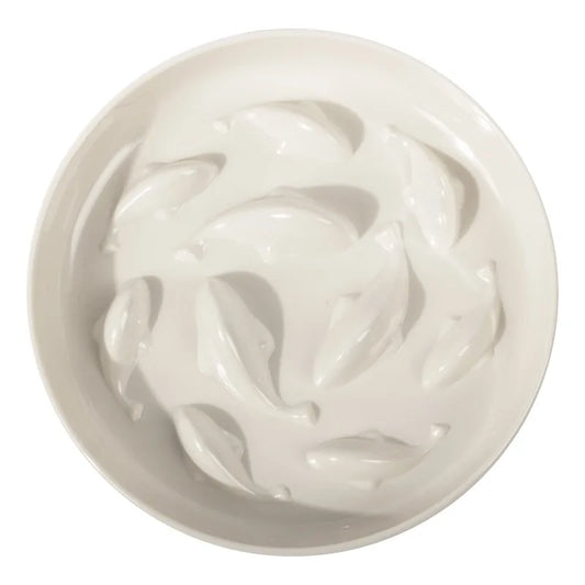 Gamelle anti glouton chat forme poisson blanc