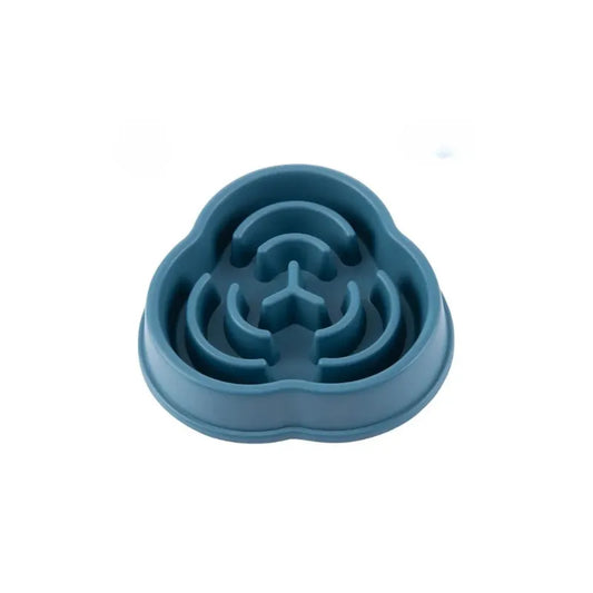 Gamelle anti glouton chat en labyrinthe bleu nuit dans fond blanc