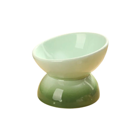 Gamelle Ceramique Chat Surélevée vert dans fond blanc