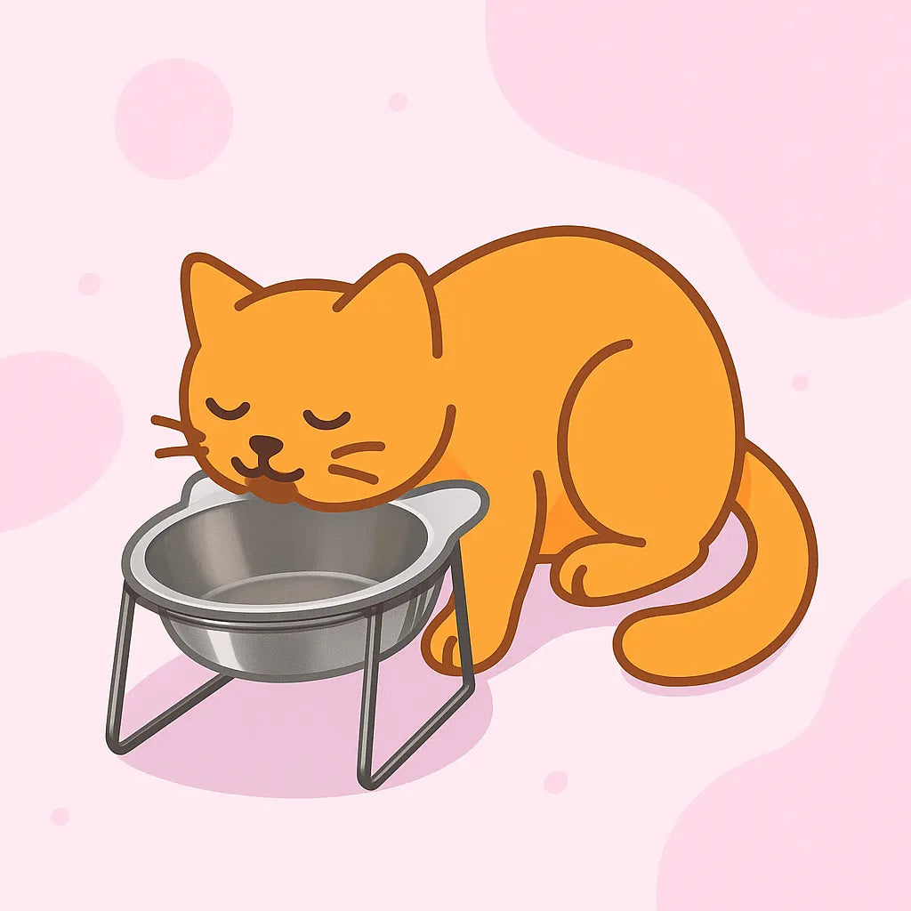 chat qui se nourrit dans une Gamelle Chat Inox à Motif