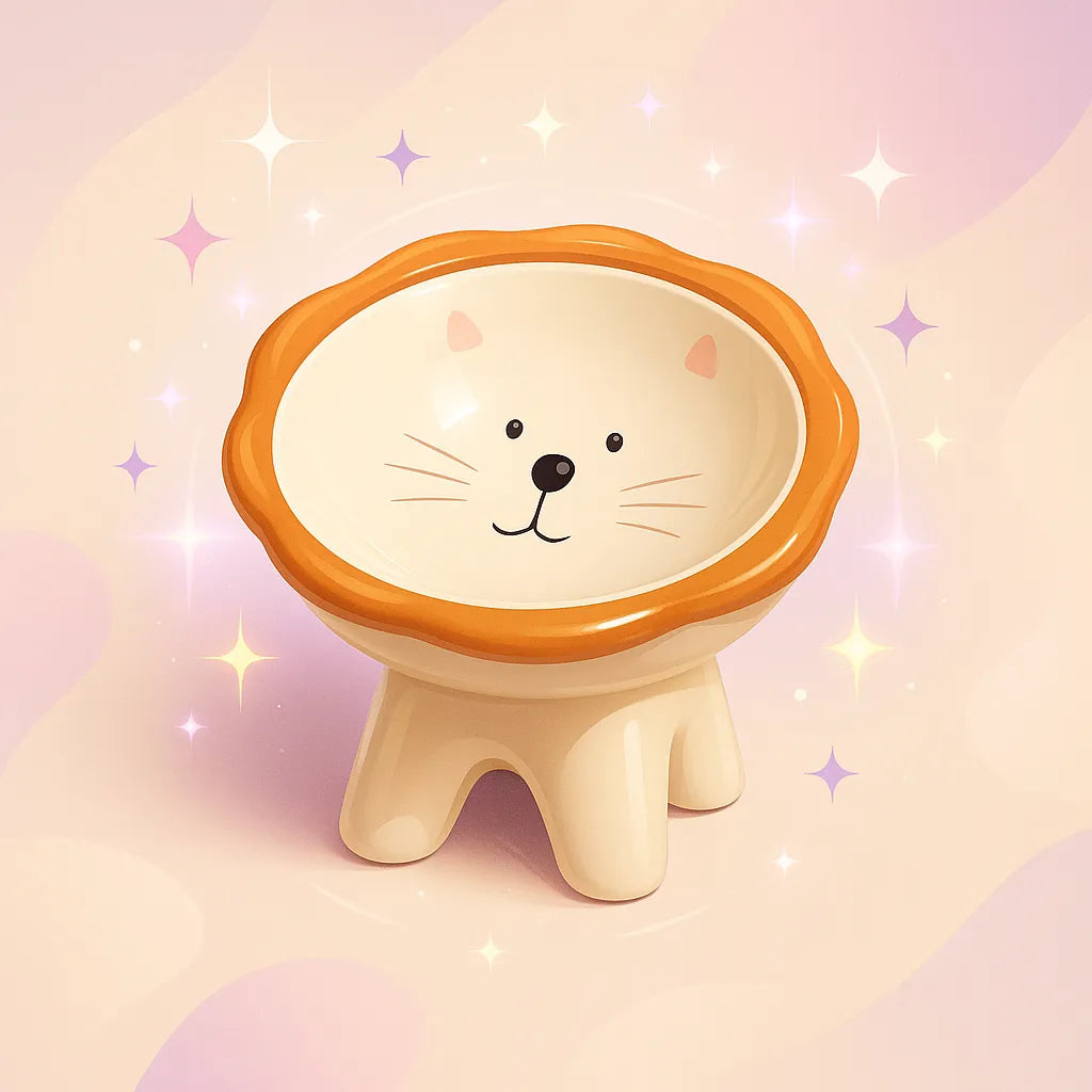 Gamelle chat surélevée forme animaux fond woaw