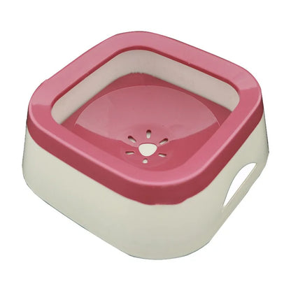 Gamelle eau chat anti renversement rose sur fond blanc