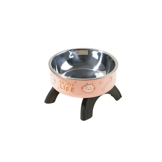 Gamelle Eau Chat Surélevée rose dans fond blanc