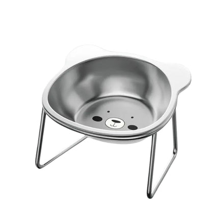 Gamelle inox chat a motif petit ours posé sur le sol
