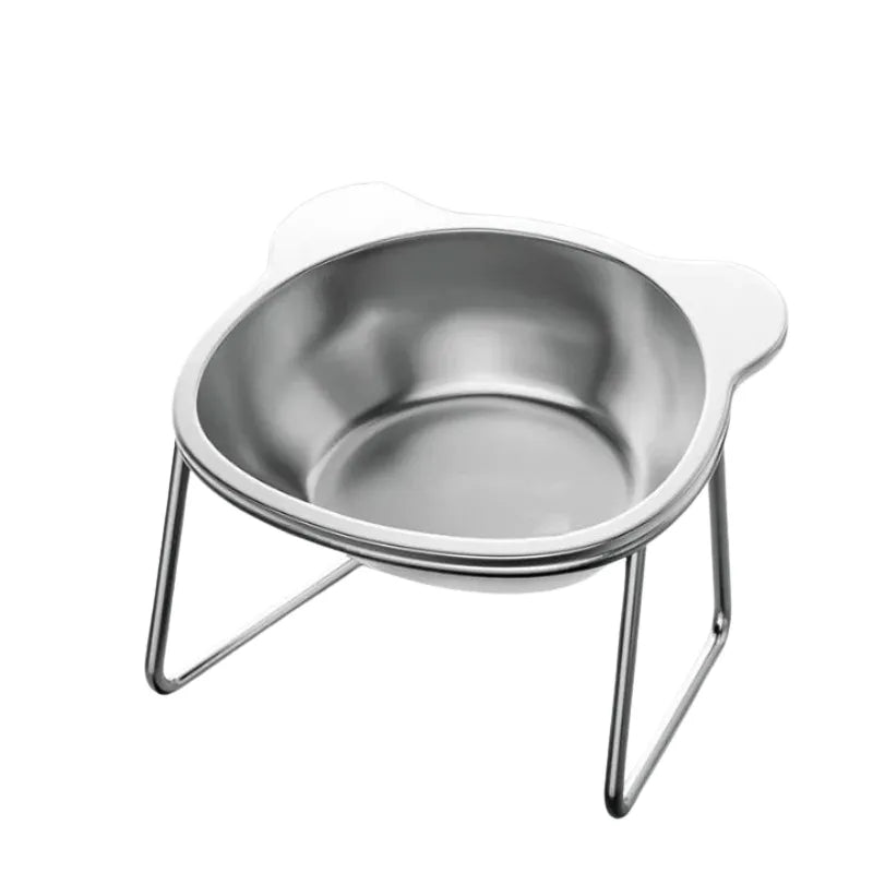 Gamelle inox chat a motif sans motif posé sur le sol