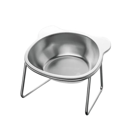Gamelle inox chat a motif sans motif posé sur le sol