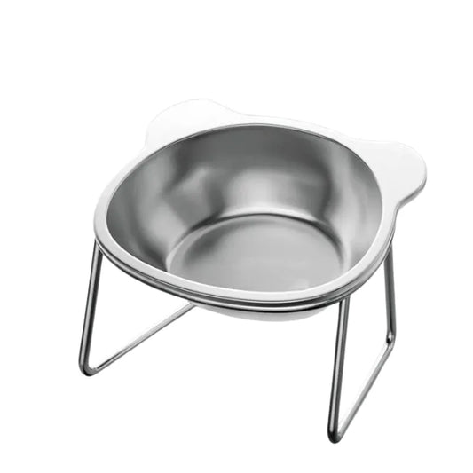 Gamelle inox chat a motif sans motif posé sur le sol