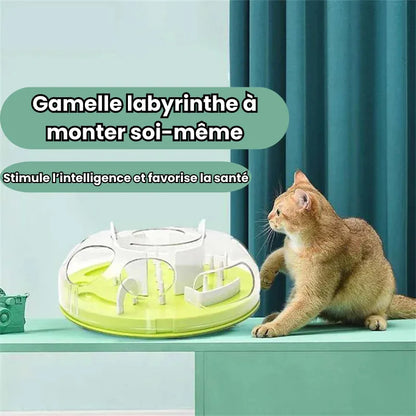 Gamelle ludique chat casse tête avec un chat qui s'amuse