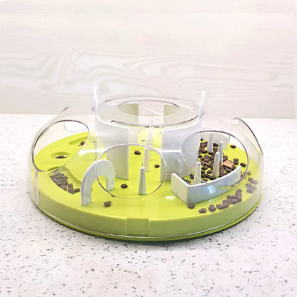 Gamelle ludique chat casse tète remplis de croquettes
