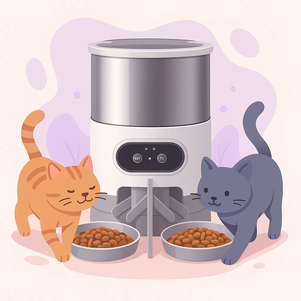 Deux chat qui se dirige vers le distributeur