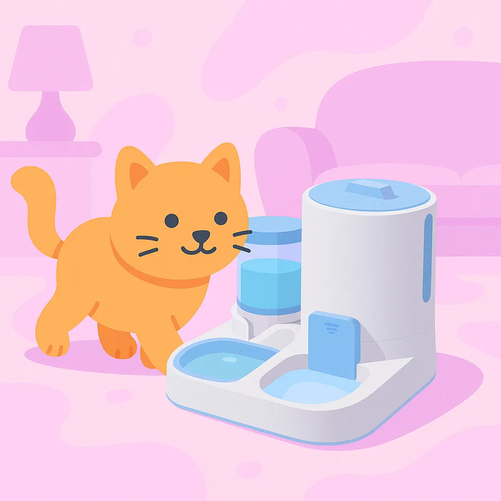 Chat qui se dirige vers son distributeur