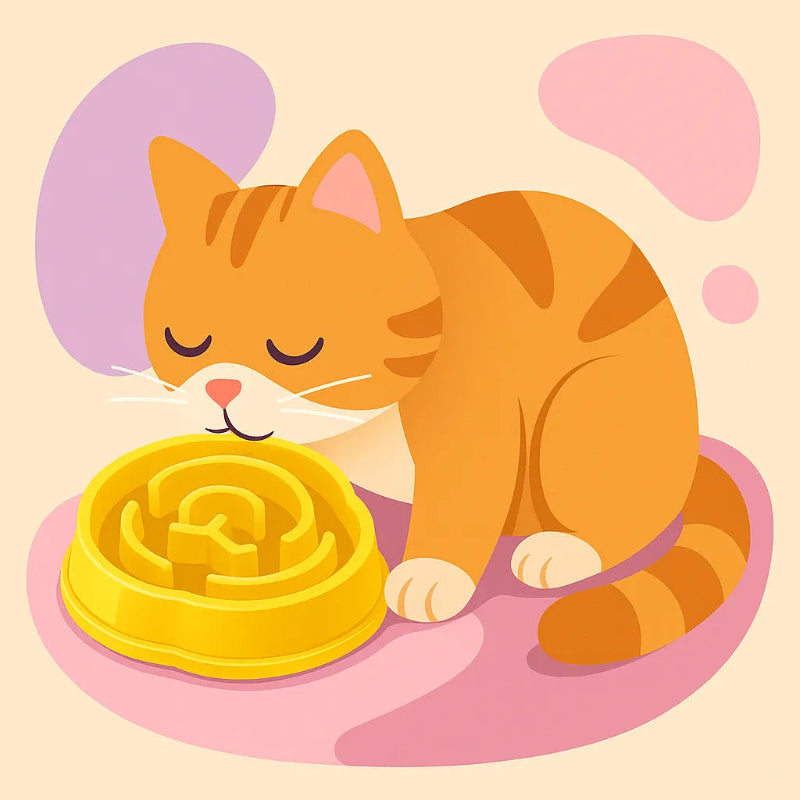 chat qui mange sa gamelle anti glouton chat labyrinthe 