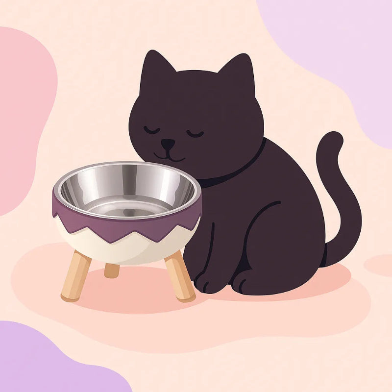 chat qui va manger dans une gamelle chat inox surélevée 