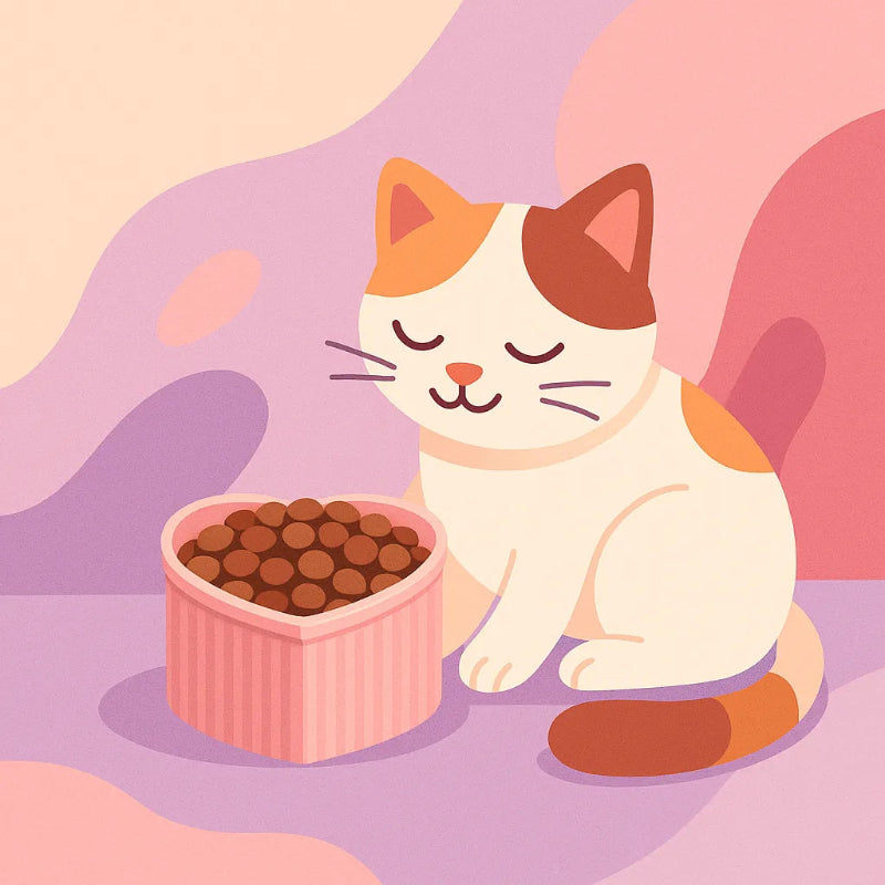 Chat qui mange dans une gamelle chat surélevée forme coeur