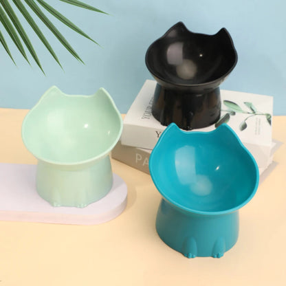 Trois gamelles surélevées forme chat vide