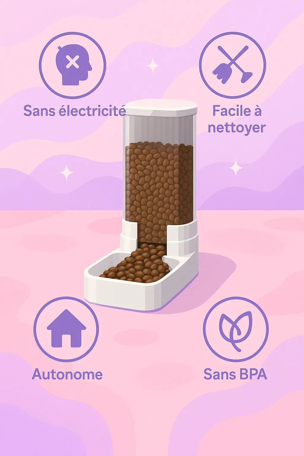 explication des bénéfices du distributeur de croquettes pour chat design