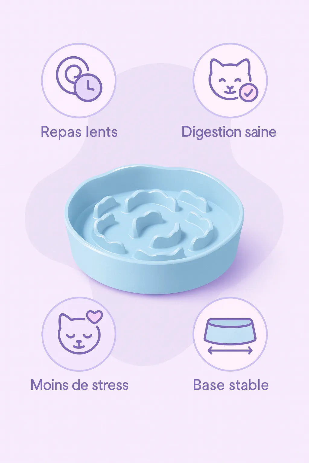 explication des bénéfices gamelle anti glouton chat céramique relief