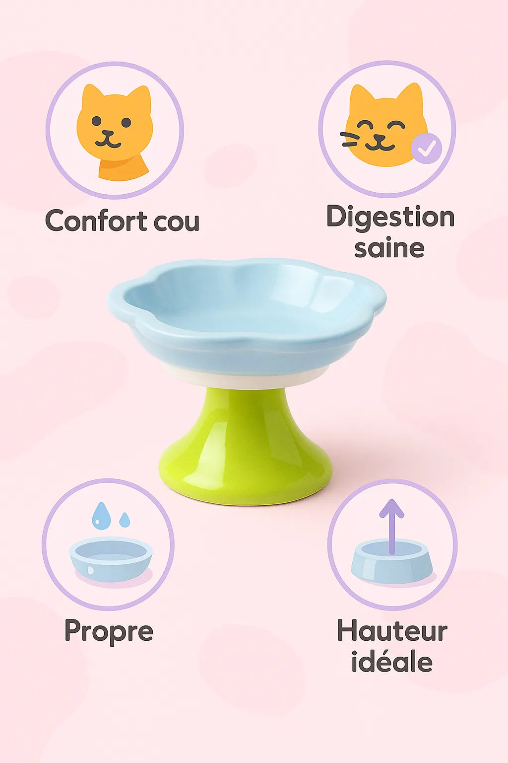 Gamelle Chat Surélevée En Ceramique avec les bénéfices autour