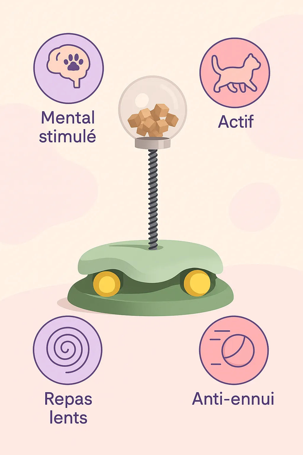 Explication des bénéfices de la gamelle ludique chat ressort rotatif