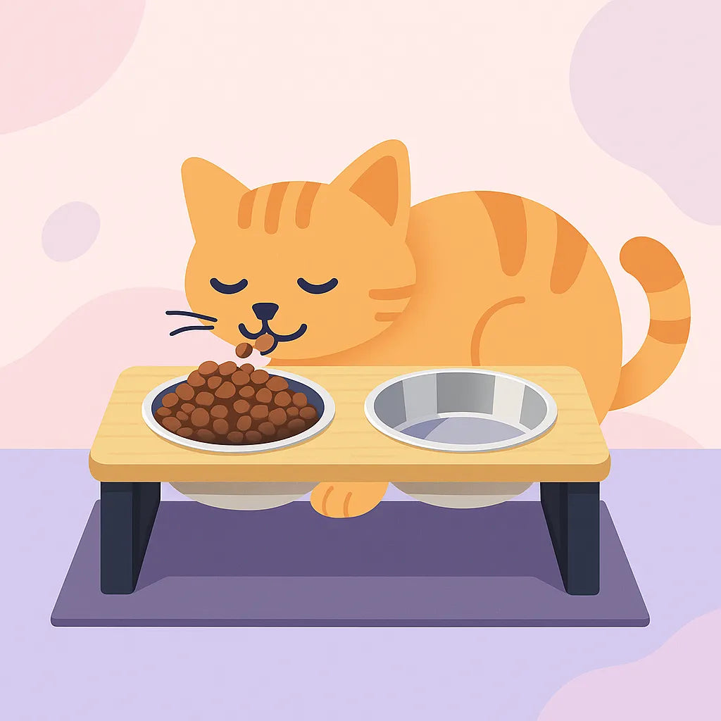 Chat qui se mange dans une Double Gamelle Chat Surélevée en Inox