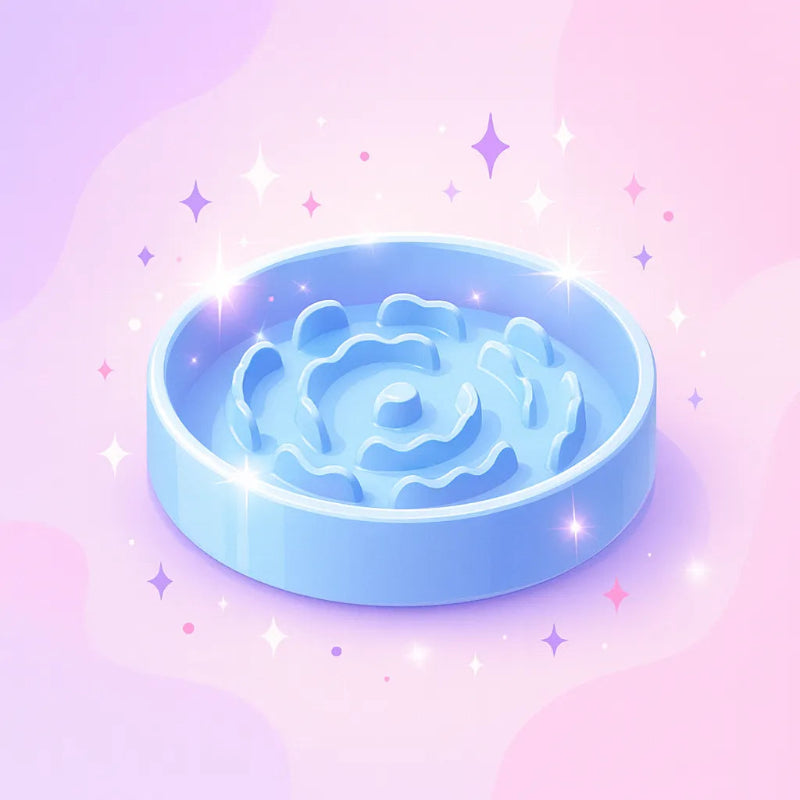 gamelle anti glouton chat céramique relief dans un fond étincelant